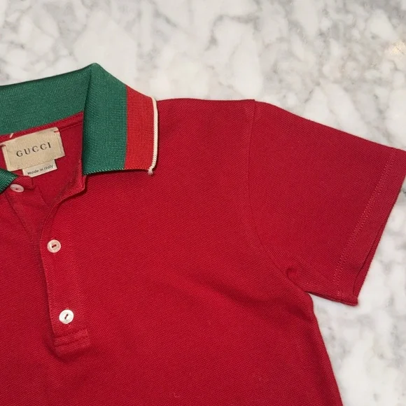 GUCCI BOYS POLO “GUCCI LOGO” COLLAR SHIRT 36M - Picture 3 of 8